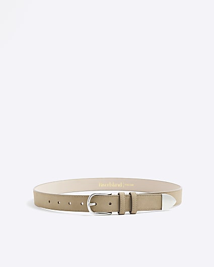 Beige Western Metal End Belt