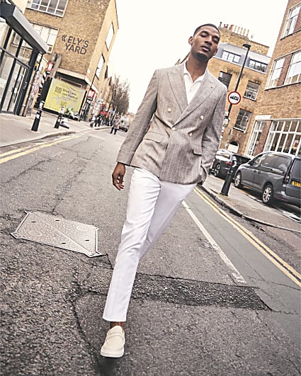 White Slim Fit Suit Trousers