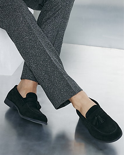 Black Suede Tassel Loafers