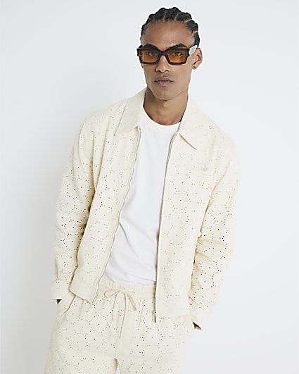 Cream Embroidered Floral Shirt
