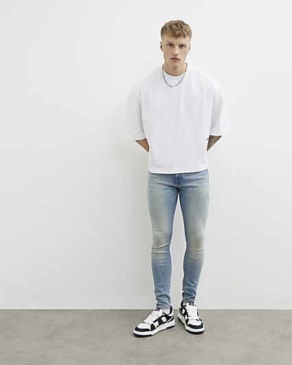 Blue Spray On Skinny Jeans