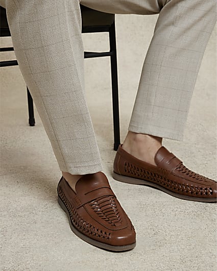 Brown Woven Loafers