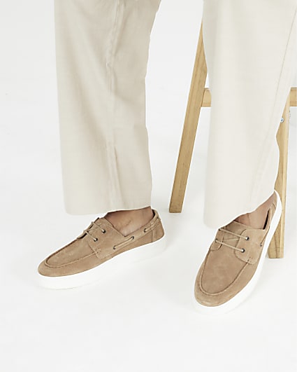 Brown Suede Cupsole Boat Shoes