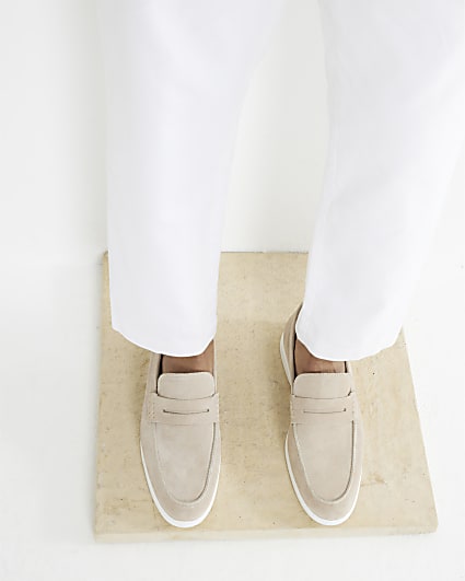 Stone Suede Loafers