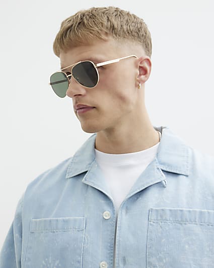 Gold Metal Aviator Sunglasses