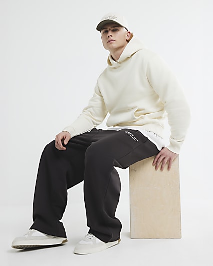 Cream Regular Fit Long Sleeve Hoodie