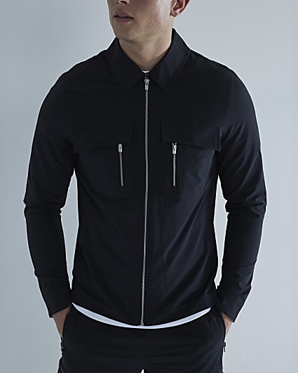 Black Utility Pocket Shacket