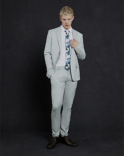 Green Skinny Fit Suit Trousers