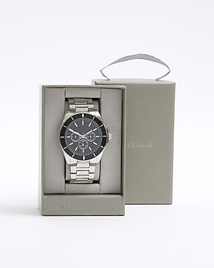 Silver Metal Black Dial Watch