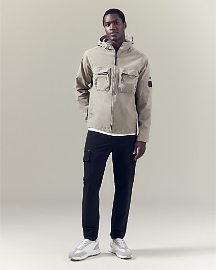 Black skinny fit stretch cargo trousers