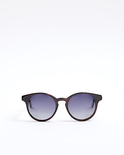 Brown Round Premium Acetate Sunglasses ​