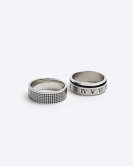 Silver stainless steel pack of 2 rings
