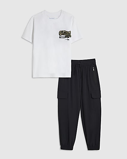 Boys White Camo T-Shirt and Cargo Set