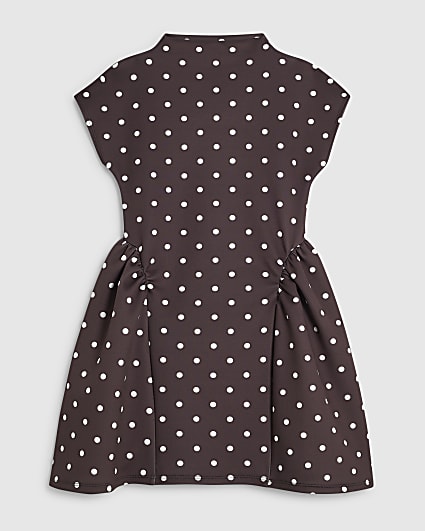 Girls Brown Polka Dot Prom Dress