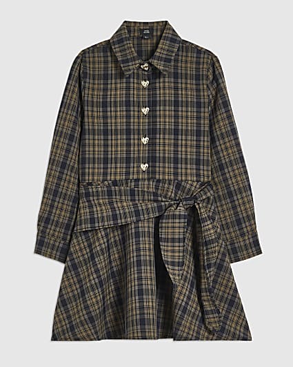 Girls Blue Check Shirt Tie Dress