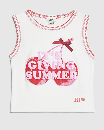 Girls Black Giving Summer Stitch Tank Top