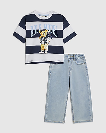 Mini Boys Navy Role Model T-Shirt Set