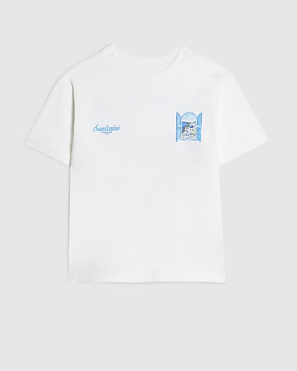 Boys White Santorini Scenic T-Shirt