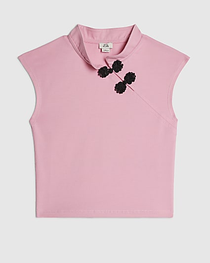 Girls Pink Frogging Detail Top
