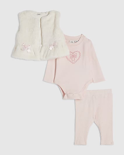 Baby Girls Pink Fur Gilet Set
