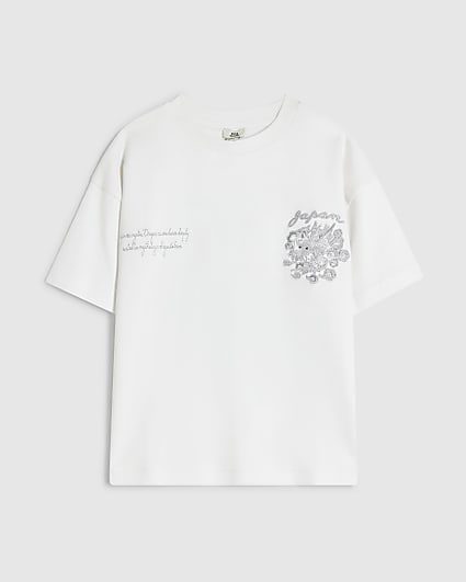Boys White Japanese Lurex Tee