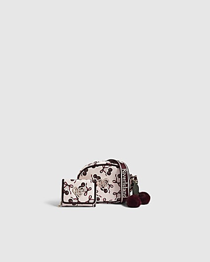 Girls Pink Cherry Crossbody Bundle Bag