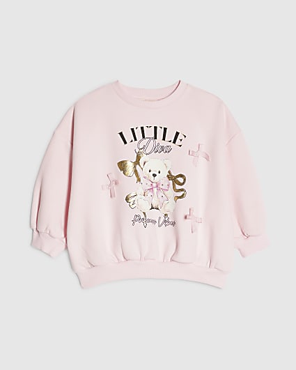 Mini Girls Pink Little Diva Bear Sweatshirt
