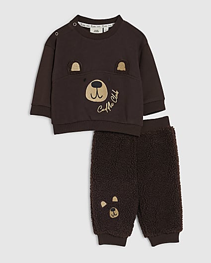 Baby Boys Brown Borg Bear Sweatshirt Set