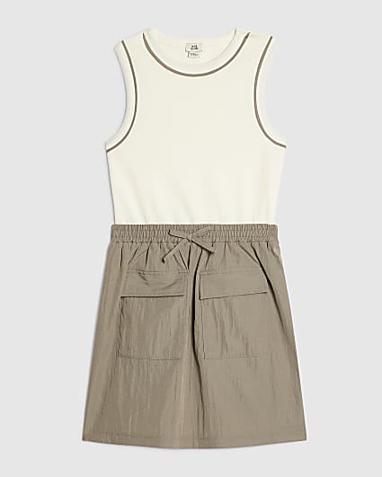 Girls Khaki Hybrid Nylon Dress