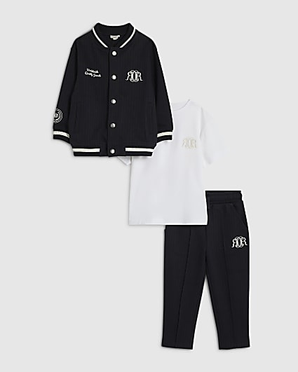 Mini Boys Navy Pinstripe Bomber Jacket Set
