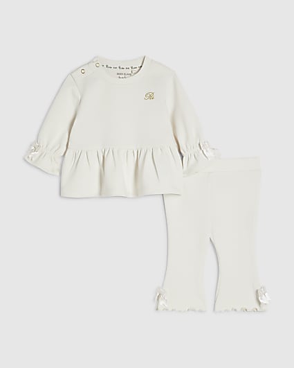 Baby Girls Cream Premium Sweatshirt Set