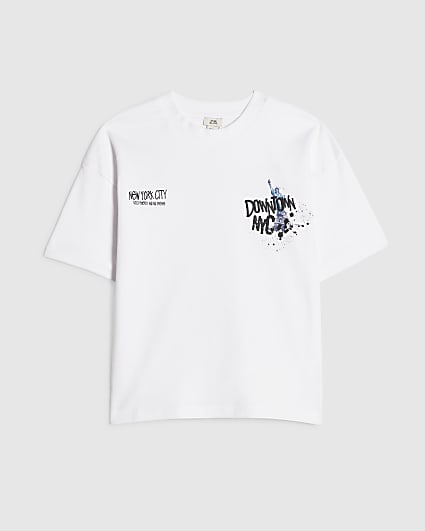 Boys White Downtown NYC Graphic T-Shirt