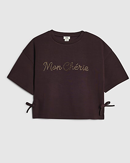 Girls Purple Premium Embellished T-Shirt