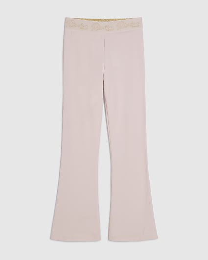 Girls Pink RI Scripty Flared Leggings