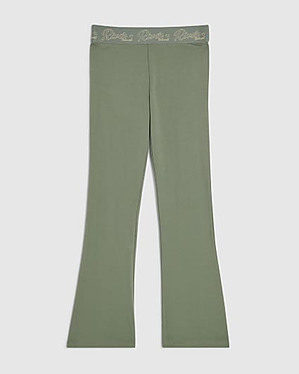 Girls Khaki RI Scripty Flared Leggings