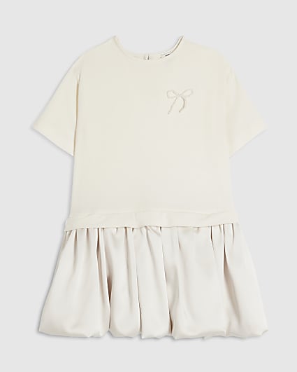 ladies cream jumper dress Girls Pearl Bow jumper dress