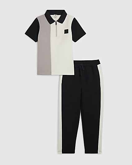 Boys Black Premium Polo Shirt Set