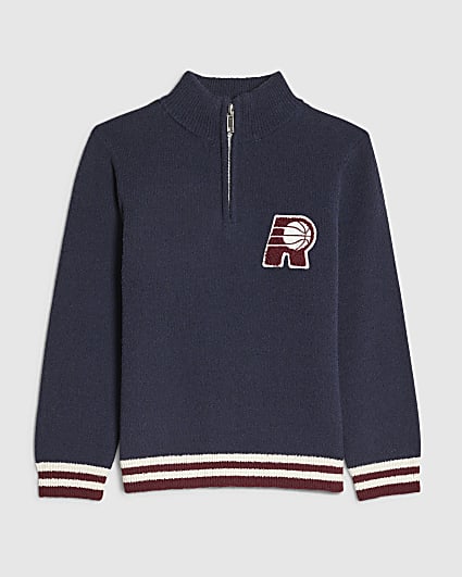 Mini Boys Navy R Basketball Boucle Jumper