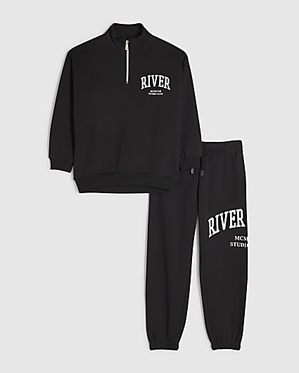 Boys Black RI Funnel Sweatshirt Set