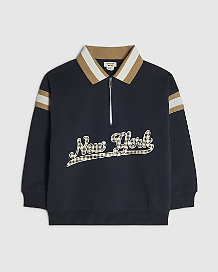Mini Boys Navy New York Striped Sweatshirt