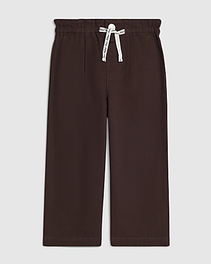 Mini Girls Brown Wide Leg Jeans