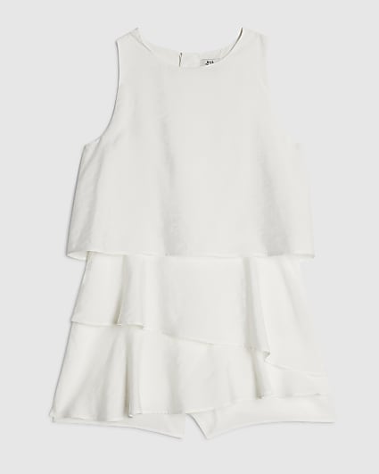 Girls White Tiered Playsuit