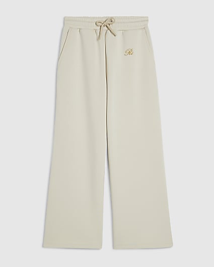 Girls Cream Premium Wide Leg Trousers