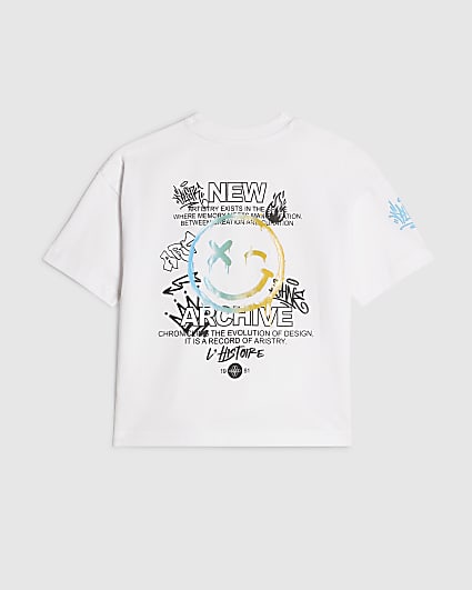 Mini Boys White Graffiti Bear T-Shirt