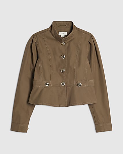 Girls Khaki Twill Buttoned Jacket