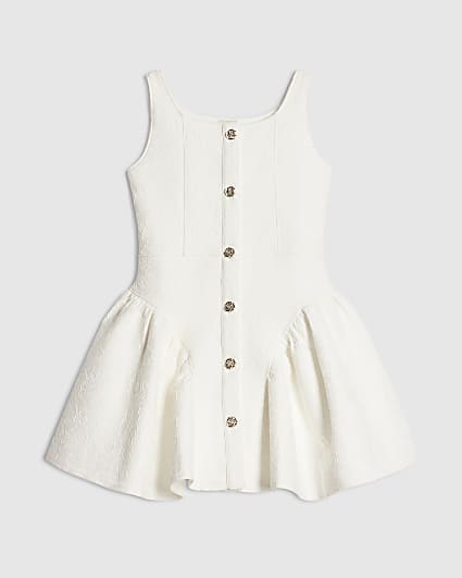 Girls White Lace Scuba Dress