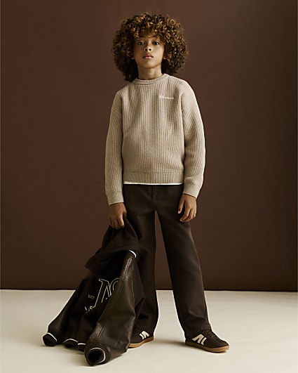 Boys Beige Rib Jumper