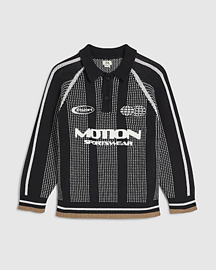 Boys Black Motion Sportswear Knit Jumper