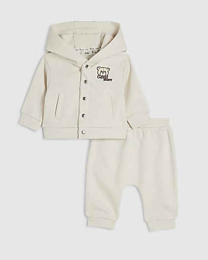 Baby Boys Cream Cuddle Buddy Hoodie Set