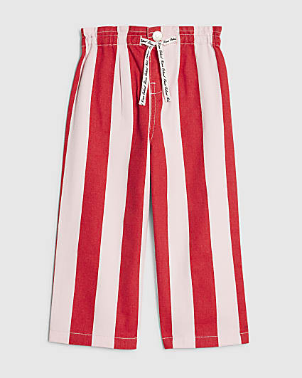 Mini Girls Pink Stripe Wide Leg Jeans
